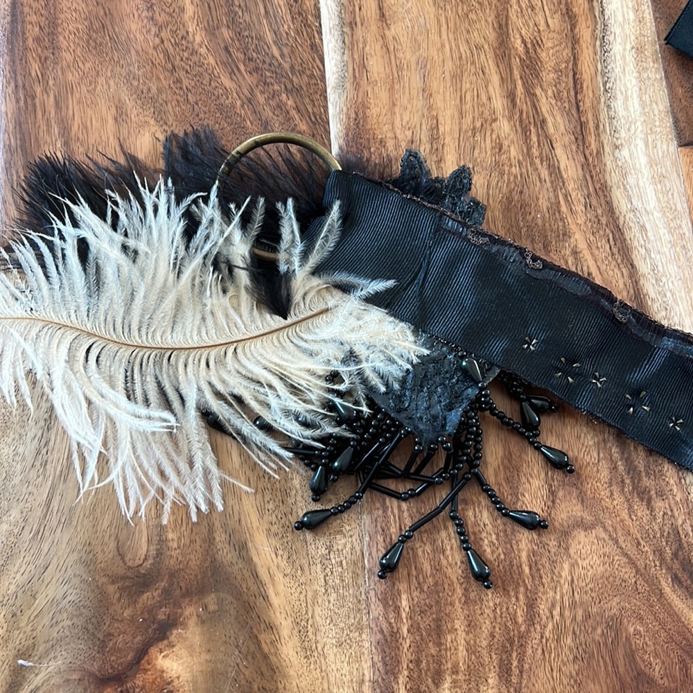 Flapper Roaring 1920s Beaded Feather Handmade Artisan Headband - Picture 5 of 9